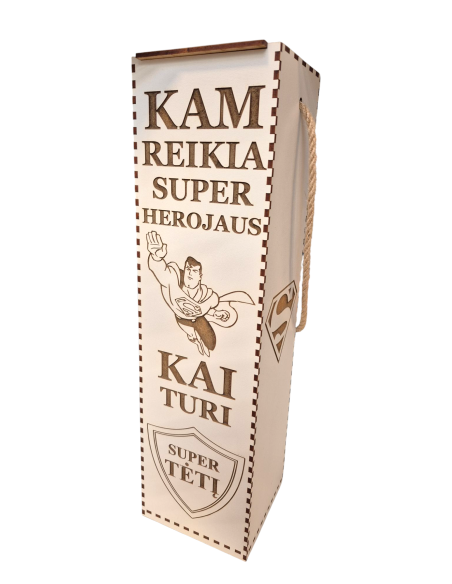 Dėžė buteliui "Kam reikia super herojaus kai turi super tėtį"