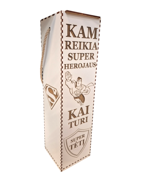Dėžė buteliui "Kam reikia super herojaus kai turi super tėtį"
