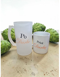 Bokalo ir puodelio rinkinys „Prieš darba, Po darbo“
