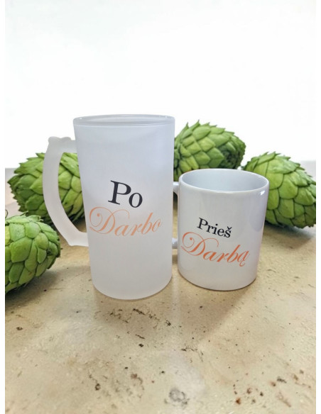 Bokalo ir puodelio rinkinys „Prieš darba, Po darbo“