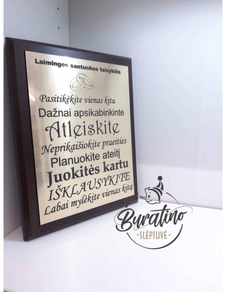 Plakete "Laimingos santuokos taisyklės"