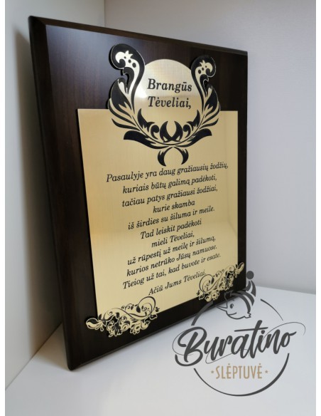 Plaketė " Brangūs tėveliai"