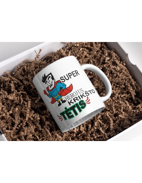 Puodelis "Super herojus krikšto tėtis"